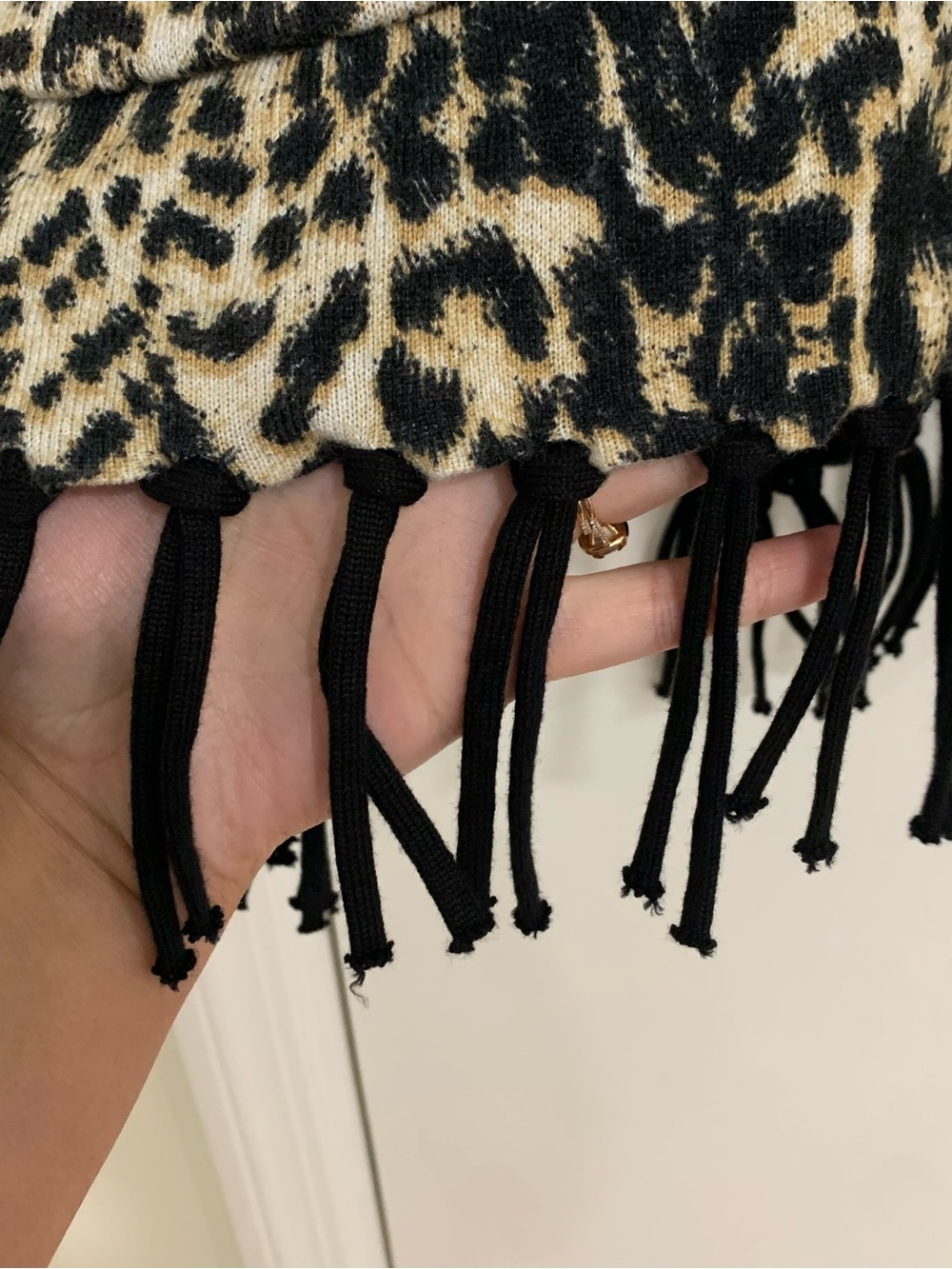 Chicos NEW Animal Print Reversible Cardigan Shrug Fringe Sweater Size Small Med - Picture 3 of 9
